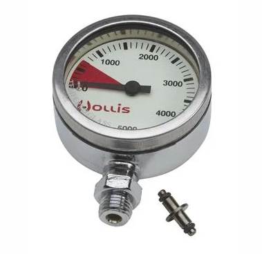 High Profile Diving Pressure Gauge (White Face) – Hollis
