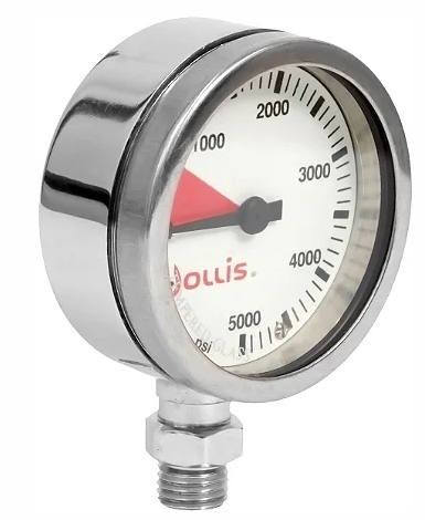 High Profile Diving Pressure Gauge (White Face) – Hollis