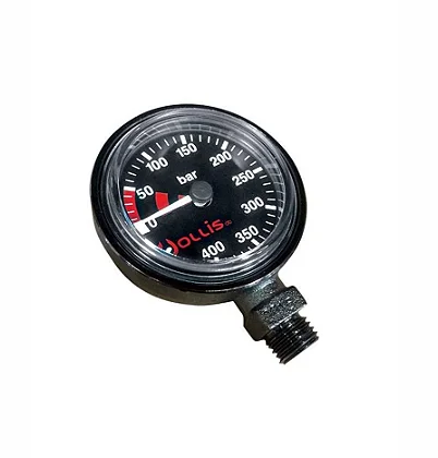 Diving Pressure Gauge – BAR – Low Profile (Black Face) Hollis